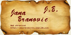 Jana Branović vizit kartica